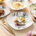 thumbnail image 3 of VEWEET, Series Zoey, 18-Piece Porcelain Dinnerware Set, Ivory White Black Decals Dinner Set, Service for 6, 3 of 7