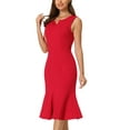 thumbnail image 4 of INSPIRE CHIC Women's Sleeveless Dress V Neck Elegant Work Fishtail Dresses, 4 of 6