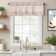 thumbnail image 2 of Pink Plaid Valance Curtain for Windows Retro Country Pink Plaid Linen Texture Rod Pocket Curtain Valances Short Window Treatments Panels for Kitchen Bathroom Laundry Room Basement 54 x 18 Inch, 2 of 9