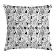 thumbnail image 1 of Black and White Throw Pillow Cushion Cover, Punk Teenage Pattern Cassette Keyboard Ghost Heart and Boombox Doodle, Decorative Square Accent Pillow Case, 20 X 20 Inches, Black White, by Ambesonne, 1 of 2