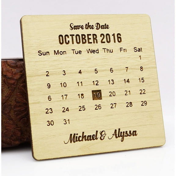 Rustic Wedding Save the Date Wooden Magnet 20 Custom Engraved Wooden Magnet Personalized Gift