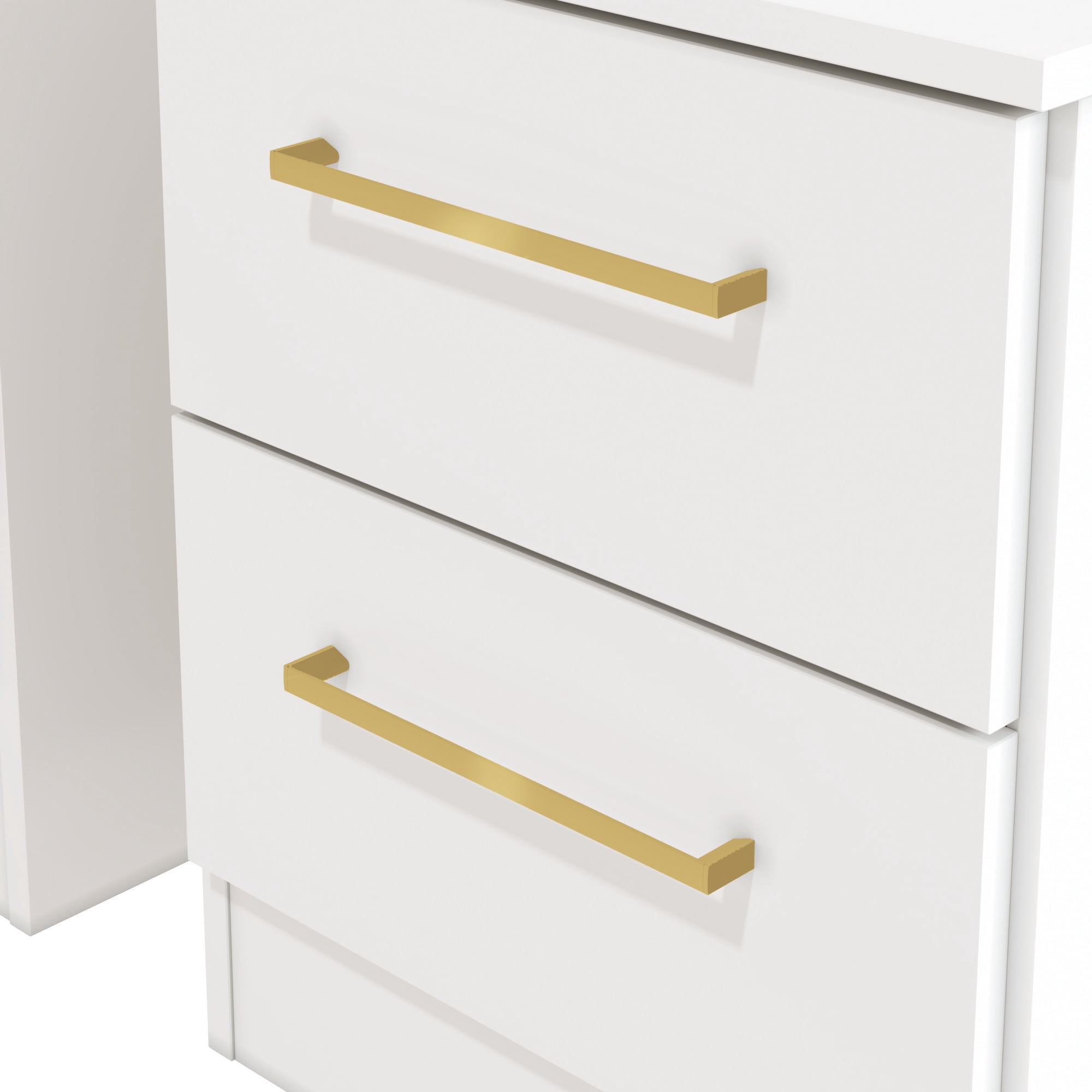 Kappesberg Jolyne 2-Drawer Nightstand Set of 2 with Gold Handles, White – Modern Bedroom Storage for Adults and Teens