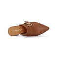 thumbnail image 4 of BLISSFUL STEP Women's Shoes Buckle Strap Pointed Toe Chunky Heel PU Vamp Mule Shoes Brown 6, 4 of 7