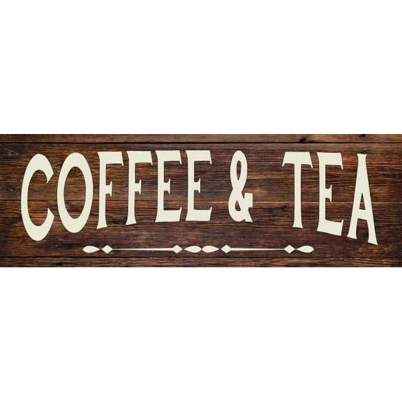 Coffee & Tea Rustic Looking Wood Sign Wall Décor Gift 6 x 18 Wood Sign B3-06180028051