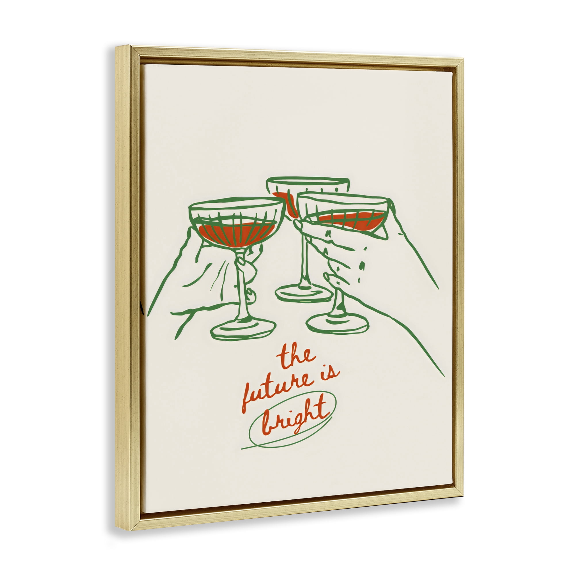 Stupell Industries The Future Is Bright Toast Gold Framed Floater Canvas Wall Art, design by The Prints Vibe