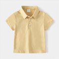 thumbnail image 2 of TOWED22 Toddler Boys Shorts Sleeve Polo Shirts Soild Color School Uniform Tops Baby Boy Summer Clothes(Beige,3-4 Y), 2 of 8