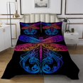 thumbnail image 1 of Erosebridal Hippie Dragonfly Bedspread Sets Queen Size, Colorful Gradient Animal Bed Quilt 3pcs, 1 of 5