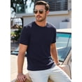 thumbnail image 2 of RICHCOIN Short Sleeve T-shirt for Men Ribbed Summer Top Blue Casual Crewneck Slim Fit Tee Shirts XXL, 2 of 7