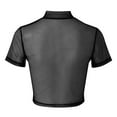 thumbnail image 4 of Oversized Tshirts for Women See-Through Short Sleeve Blouse Tee Mesh Sheer Clubwear Blouse Women's Tops Black L, 4 of 6