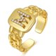 thumbnail image 3 of Anillo con apertura de letras con diseño de correa de joyería chapada en oro de la serie Letter de estilo europeo y americano, 3 of 6
