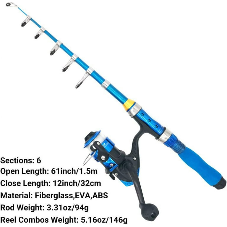 Kilitn Kids Fishing Rod, 1.5M 61Inch 4.92Ft Portable Telescopic Fishing  Pole and Reel Combos and String with Fishing Line Full Kits, Youth Fishing