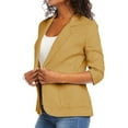 thumbnail image 4 of eileial Linen Blazer Women 3/4 Sleeve Ruched Lined Suit Stretchy Lightweight Casual Dressy Work Summer Jackets with Pockets,Yellow XL, 4 of 6