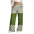 thumbnail image 1 of Pants for Women, Womens Fashionable Striped Printed Drawstring Wide Leg Pants, 1 of 4