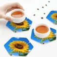 thumbnail image 7 of Pofeuu Blue Sky Sunflower Print Leather Coasters Set of 6, Round Cups Mugs Mat Pad for Home Kitchen Heat Resistant Drink Coasters,Hexagon, 7 of 7