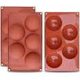 thumbnail image 1 of Molde de silicona extra grande con 5 cavidades y forma hemisférica, 3 paquetes de moldes para hornear para hacer chocolate, pasteles, gelatinas y mousse en cúpula, 1 of 5