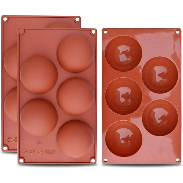 Molde de silicona extra grande con 5 cavidades y forma hemisférica, 3 paquetes de moldes para hornear para hacer chocolate, pasteles, gelatinas y mousse en cúpula
