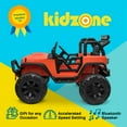 thumbnail image 2 of Kidzone Kids 12V 9AH Battery Powered Extra Wide Seat Ride On Truck with DIY License Plate, Off Road Big Wheels, Front Bumper, LED light, Remote Control, Bluetooth Music, 2 Speeds - Orange, 2 of 6