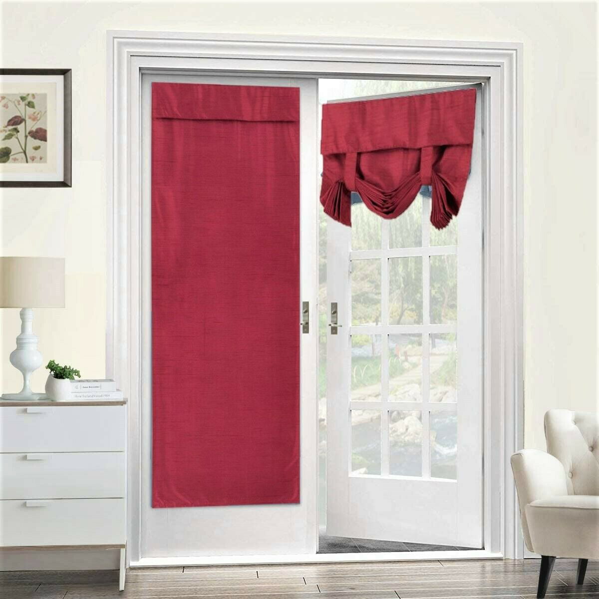 Blackout Curtain for French Doors Solid Color Thermal Blackout Linen