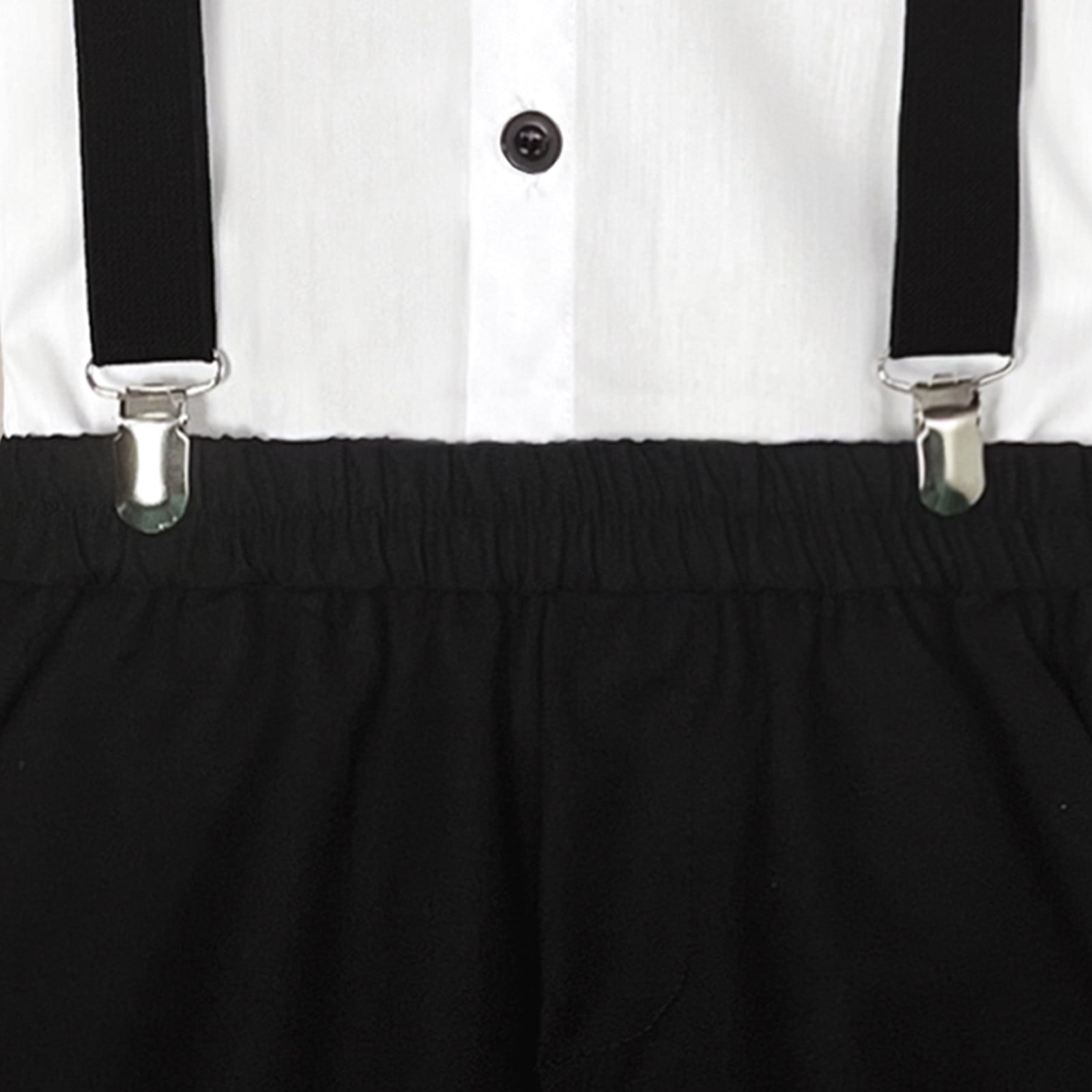 TJAZFJPA Concert Outfit Kids Boys Summer British Style Short Sleeved Shirt Suspenders Shorts Bow Tie 4Pc Children Performance Suit Cute Outfits for Kids Summer Kids Sweatsuit Boys Toddler