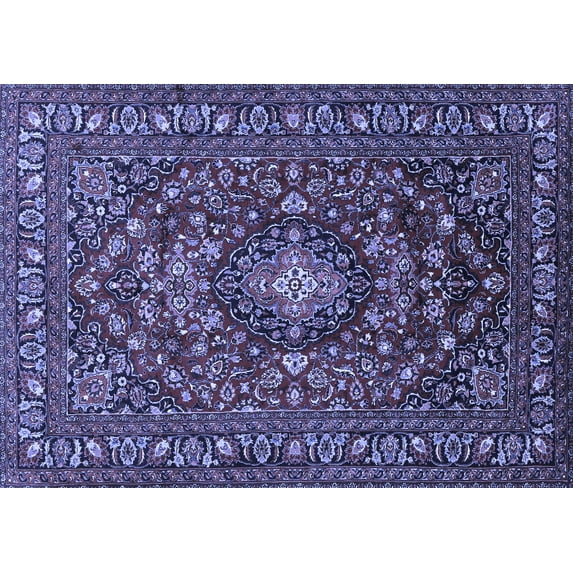 Ahgly Company Machine Washable Indoor Rectangle Persian Blue Traditional Area Rugs, 8' x 10'