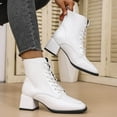 thumbnail image 2 of Wensltd Pointed Toe Boots Women Mid Heel British Style Square Toe Fashion Office Work Shoes, 2 of 9