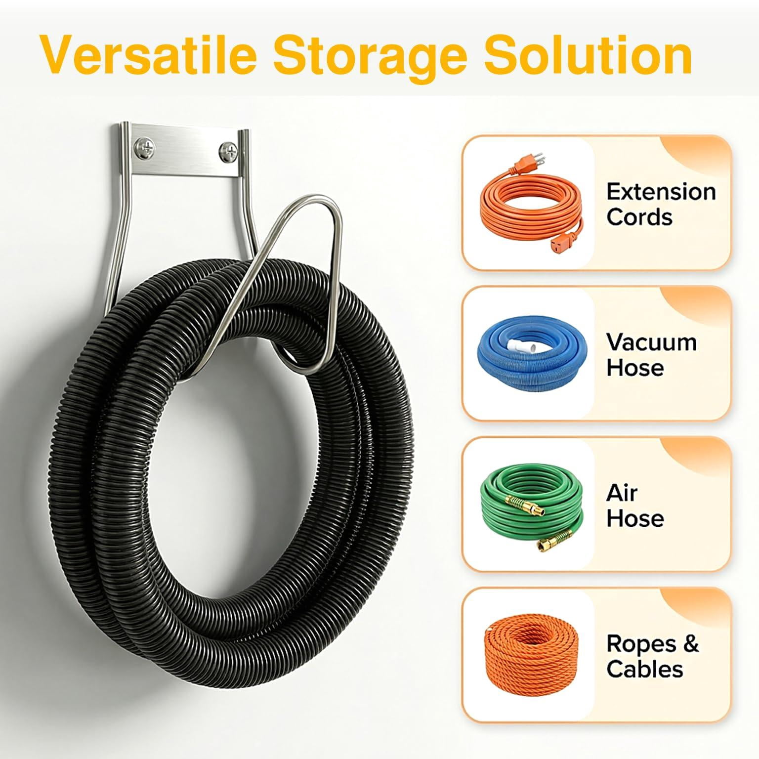 Garden Hose Holder Stainless Steel Small Wall Mount Hook  Ideal For Water Air Hydraulic Ropes Extension Cords Heavy Duty & Rust Proof Size:6.3x7x6.3 Set Of 1
