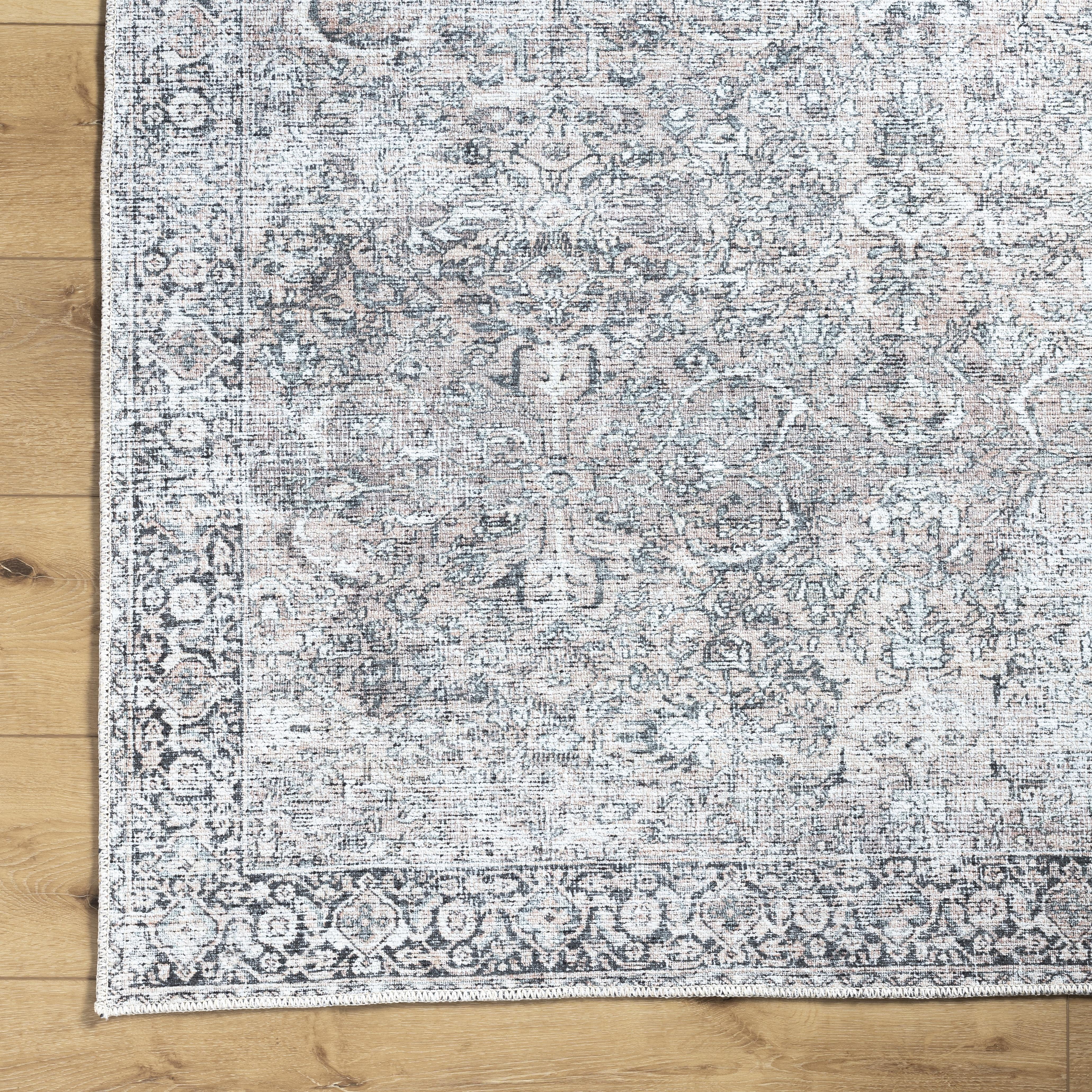 Better Homes & Gardens Persian Blooms Washable Non-Skid Indoor Area Rug, Brown, 5'3" x 7'