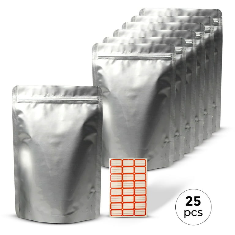 (50PC) 1 Gallon Mylar Bags Stand Up 14 Mil Gusset Zip Seal Storage Reusable