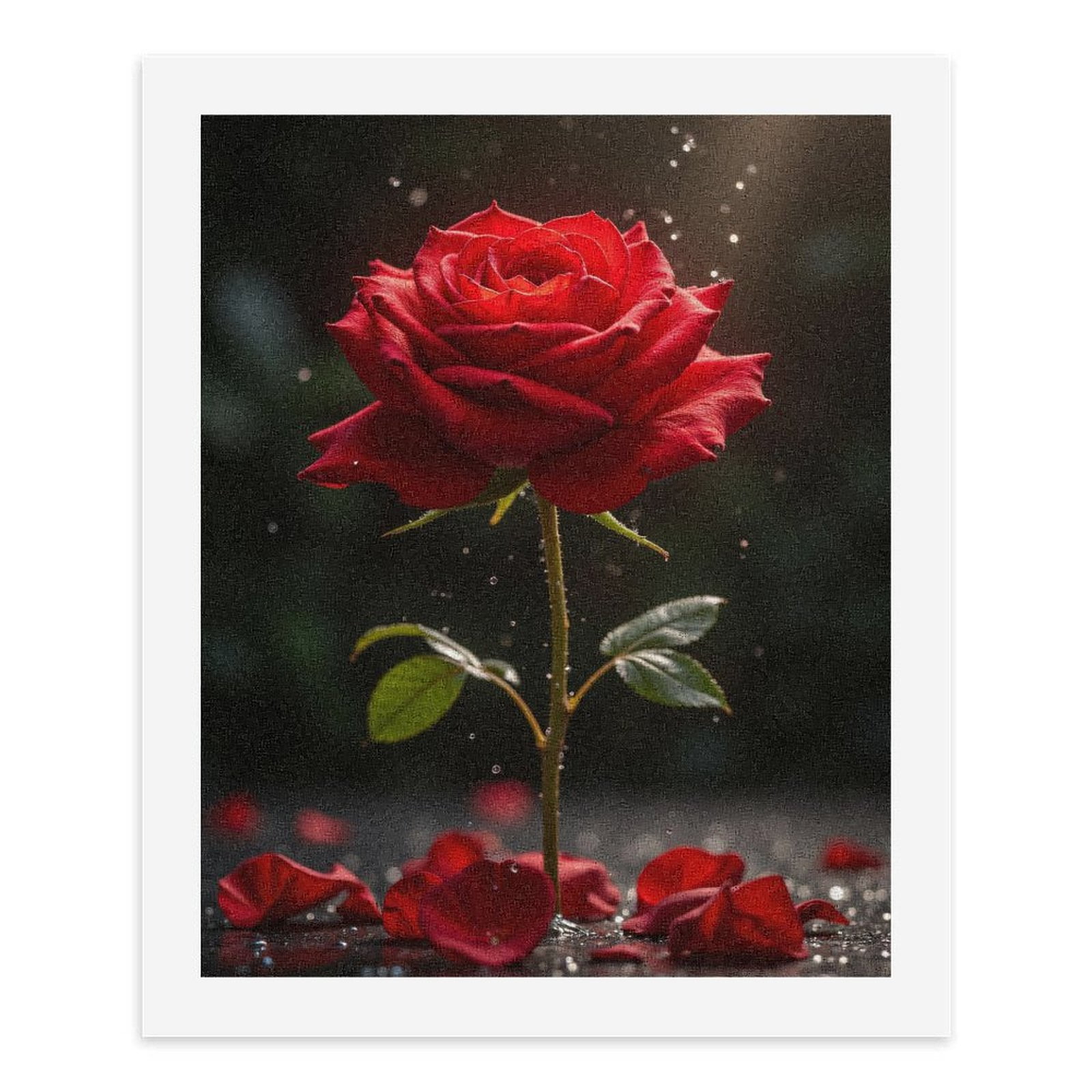 Paint by Numbers Kit for Adults, Radiant Red Rose With Petals Droplets Paint by Numbers, Easy Paint by Numbers Kit for Adults Beginner, DIY Adult Paint by Number Kits on Canvas, Home Decor