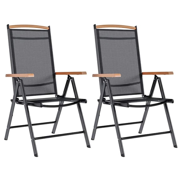 vidaXL Garden Chair Set of 2 Black Powder-coated aluminum, textilene