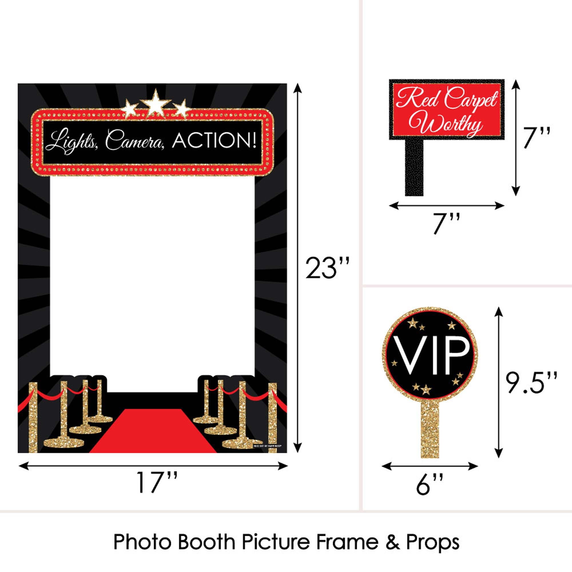Big Dot of Happiness Red Carpet Hollywood - Movie Night Party 4x6 Picture Display - Paper Photo Frames - Set of 12