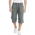 thumbnail image 2 of OYXSER Boys 3/4 Linen Capri Pants Drawstring Elastic Waist Summer Beach Shorts Pockets, Gray 14-15Y, 2 of 6