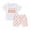 Pink, variant on Toddler Baby Birthday Outfit Letter Embroidery Short Sleeve T-Shirt with Checkerboard Shorts 2 Pcs Set for Boy Girl