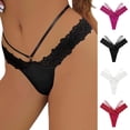 thumbnail image 3 of Lovskoo Seamless Cheeky Underwear for Women No Show Lace Panties Lace Ultra-Thin Breathable Bow Thong Panties Gift for Valentine's Day Purple, 3 of 3