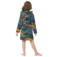 thumbnail image 4 of FORMRS Niños Bathrobe Unisex Hooded Robe Soft Plush Pajamas Sleepwear, Size 10-12T, Colorful Waves Pattern, 4 of 7