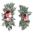 thumbnail image 2 of 2x Arco de Boda Flores Bienvenida Decoración Verde Moderno Botín de Flores Artificiales para Puerta de Entrada, Vacaciones, Silla de Boda Rojo, 2 of 8