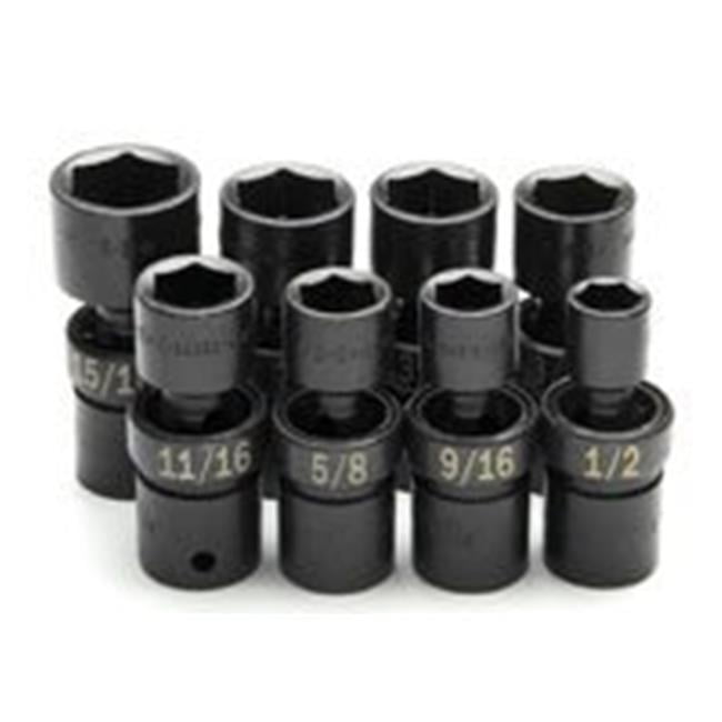 SK Hand Tools 34301 8-Piece 1//2-Inch Drive 6 Point Swivel Fractional Impact Socket Set