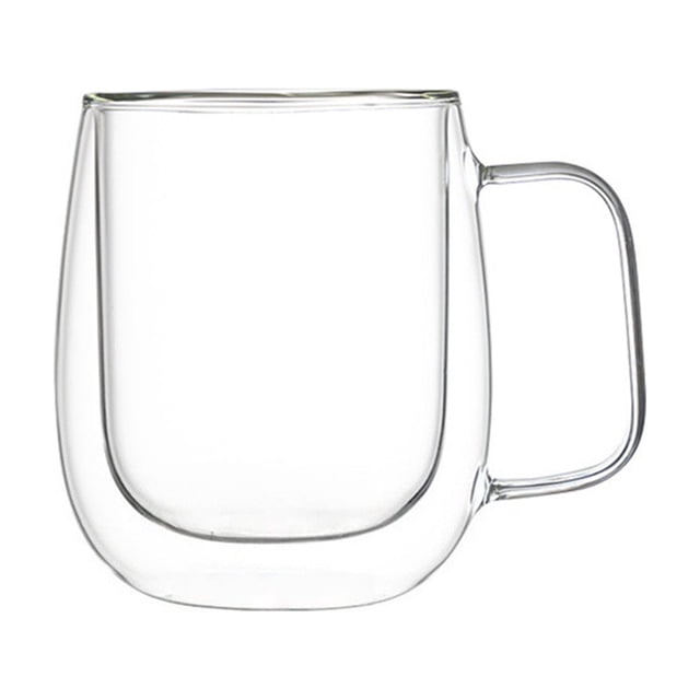 Tasse à Café en Verre à Double Paroi Isolée, Résistante à la Chaleur, Tasse Transparente pour Boissons Chaudes et Froides 10 oz