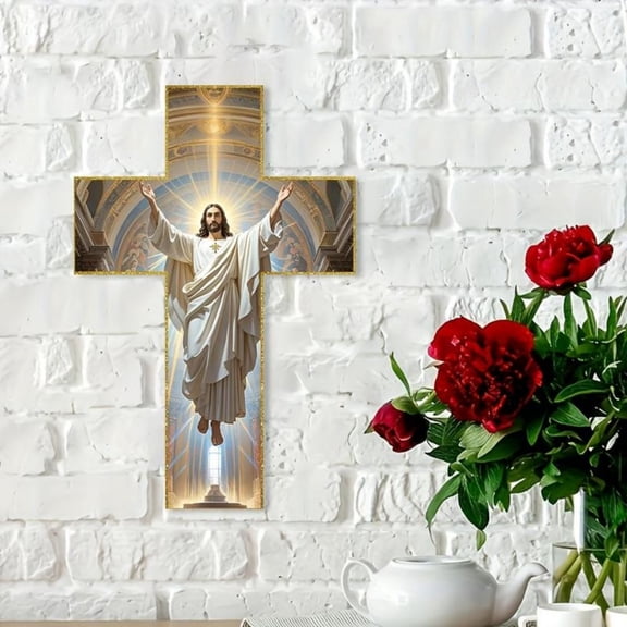 Upgraded Wooden Christ Crosses Vintage Wall Hanging Religious Decoration For Home Living Room Bedroom Room Home Decor Ornaments