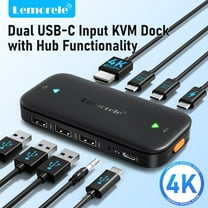 Lemorele USB-C KVM Switch , 4K@H60z Dual-Device Switching , 100W PD Fast Charge , Plug and Play