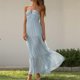 thumbnail image 3 of Vestido Túnica De Verano Vestido maxi ajustado para mujer Estilo elegante Gasa Halter Vestido largo Traje de vacaciones Ygjytge Azul M para Mujer, 3 of 6