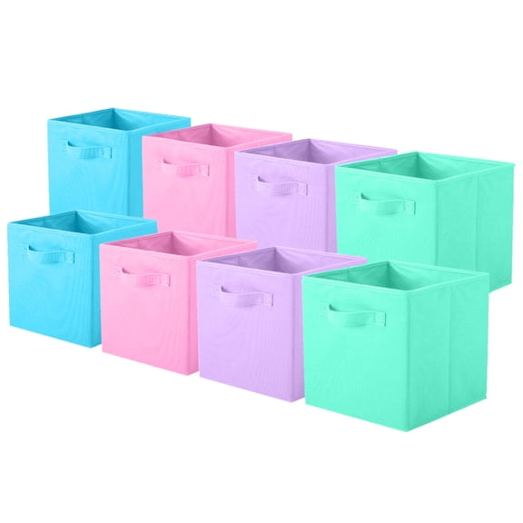 YOYTOO Collapsible Fabric Cube Storage Bins, Foldable Storage Cubes Organizer Bins Basket (10.5" x 10.5"), Multicolor, 8 Pack
