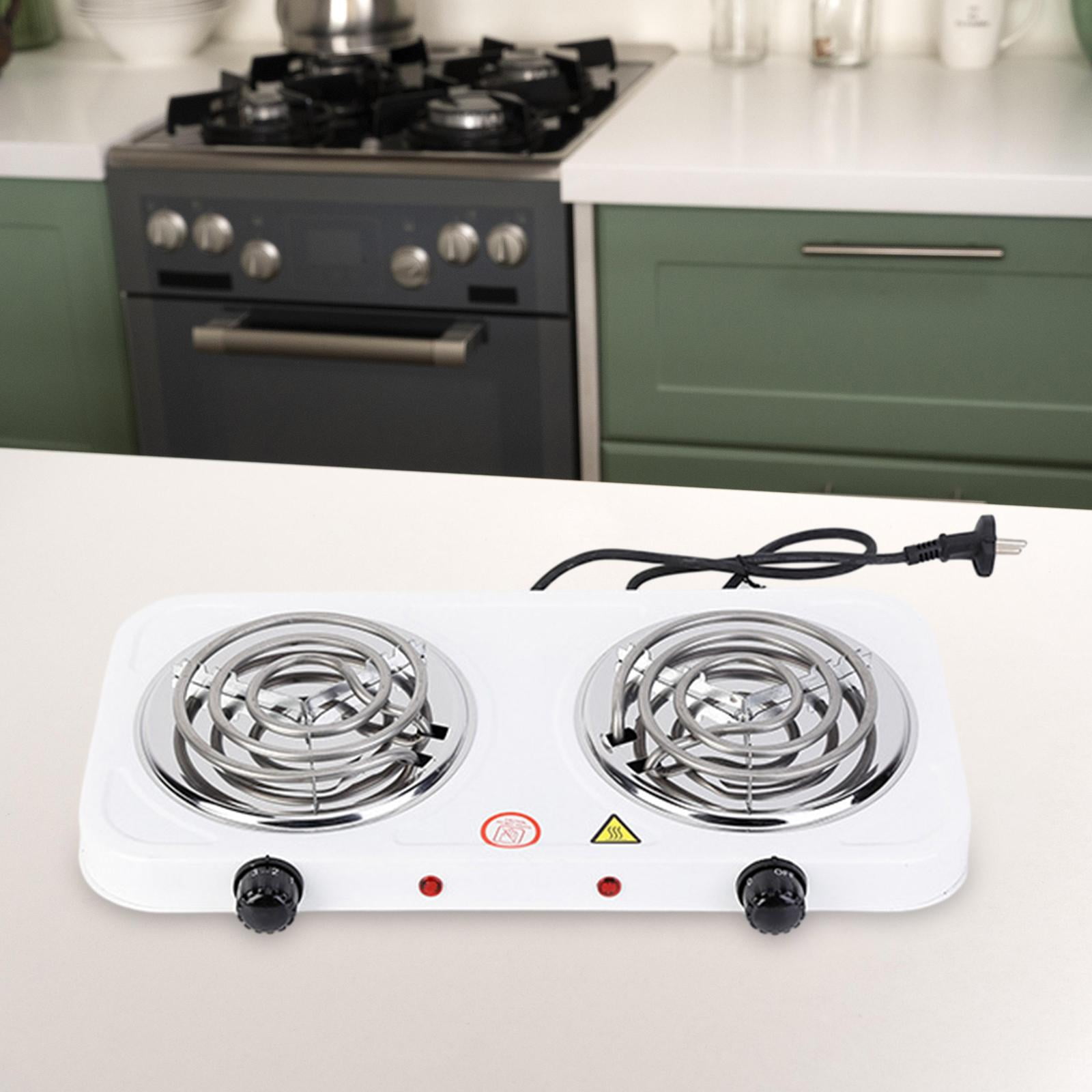 Double Burner Cooktop, 2000W Electric Cooktop for Home, Travel, Camping, Outdoor Activities, Power Indicator Lights Electric Coil Burner