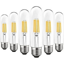 Luxrite 6-Pack T10 LED Bulb 5W=60W 2700K Warm White Edison Bulb 500 Lumens Tubular Light Bulb Damp Rated UL Listed E26