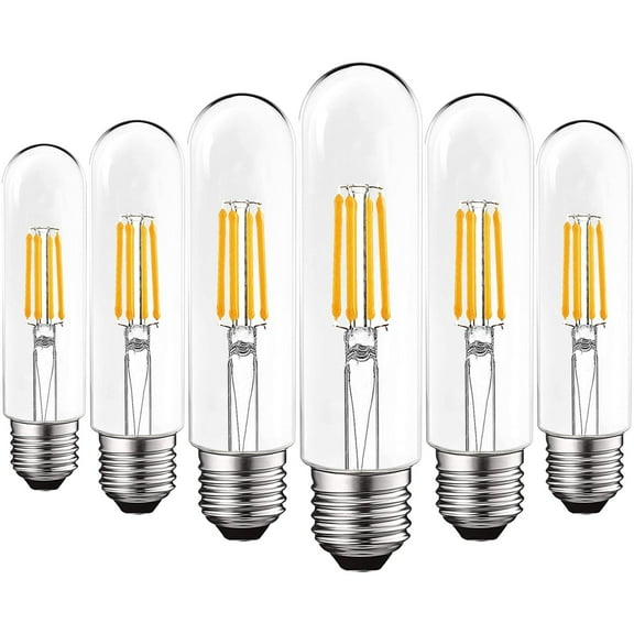 Luxrite 6-Pack T10 LED Bulb 5W=60W 2700K Warm White Edison Bulb 500 Lumens Tubular Light Bulb Damp Rated UL Listed E26