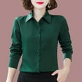 thumbnail image 6 of ZenCart Women Shirt Lapel Long Sleeve Button Placket Shirt Tops Solid Color Slim Fit Business Office Shirt Workwear, 6 of 7
