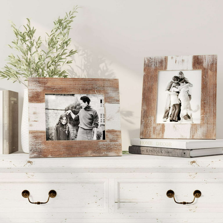 Barnyard Designs 4x6 Collage Picture Frames, 5 Photo openings for Multiple Pictures, Distressed Rustic Wood Farmhouse Frame for Wall, White