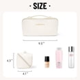 thumbnail image 2 of Lomyolo Large Capacity Makeup Bag for Women, 9.8L Waterproof Travel Cosmetic Organizer Toiletry Bag with Brush Pouch, Open Flat Toiletry Bag, Portable Lightweight Leather Cosmetic Bags - White, 2 of 7