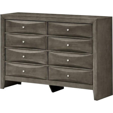 Maklaine Modern / Contemporary 8 Drawer Dresser in Gray Finish
