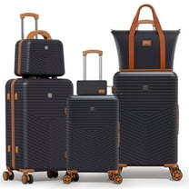 SANOPY 6 Piece Luggage Set(20/24/28) , Hardside Lightweight ABS PC Suitcase Set with Expandable Duffel Bag   Toiletry Bag, Spinner Wheels and TSA Lock, Black